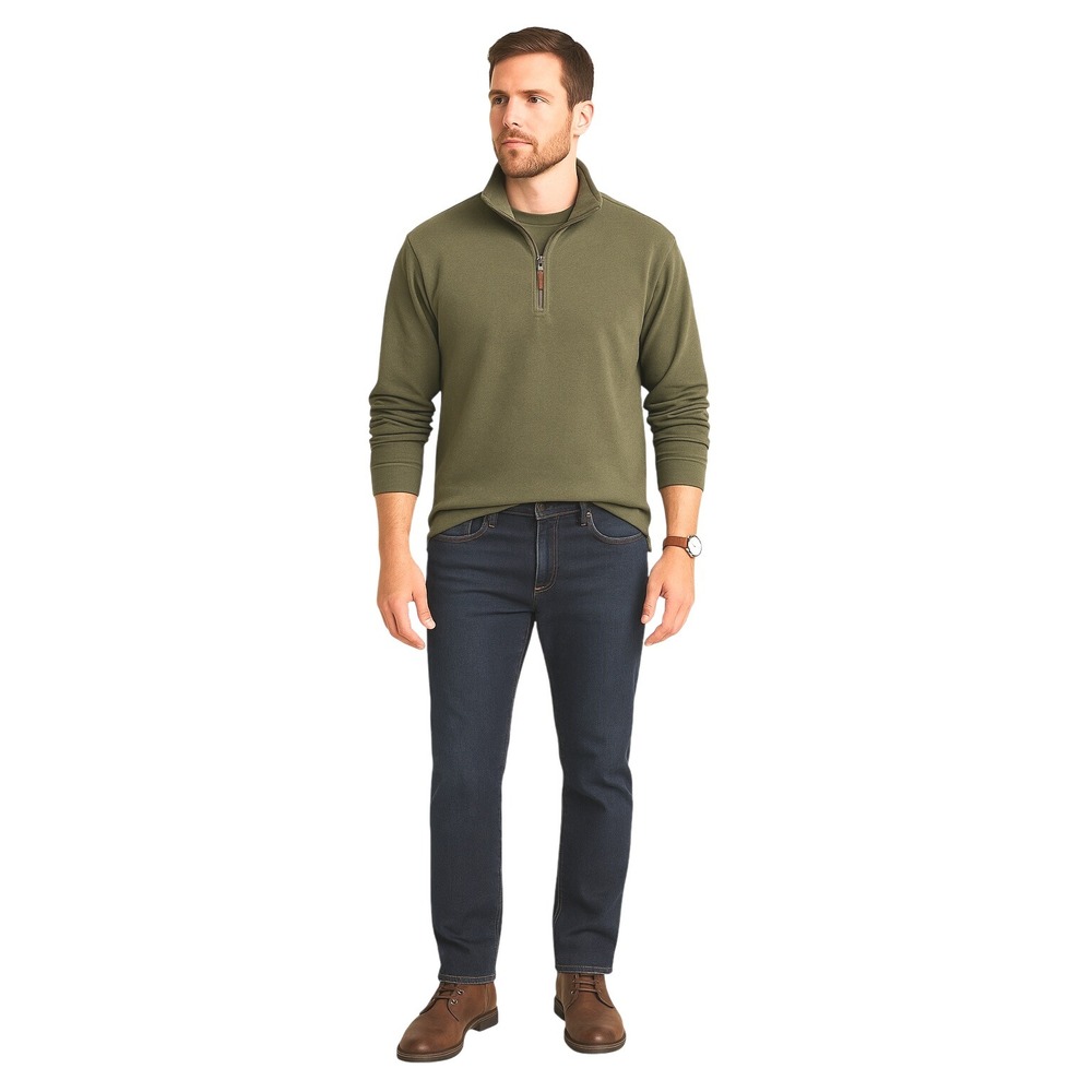 G.H. Bass & Co. Mens 3XLT Olive Green Quarter‎ Zip Pullover Sweater